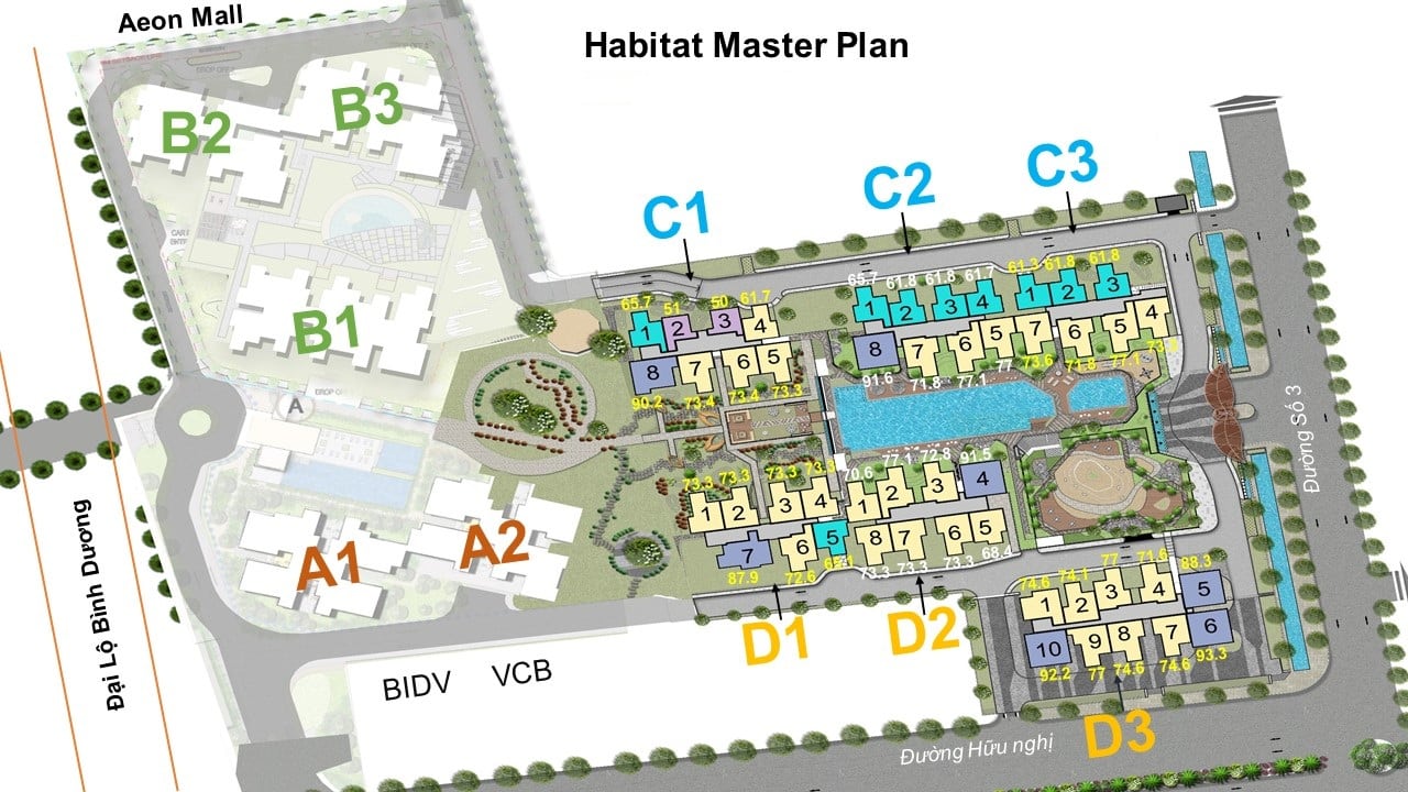 Mặt bằng tổng thể The Habitat Bình Dương